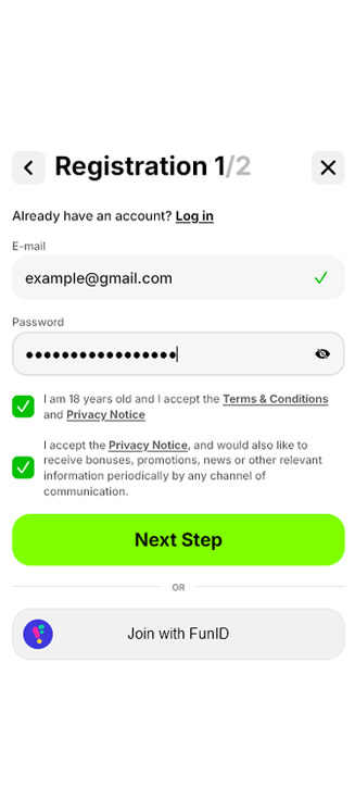 SpinIt Registrierungsprozess auf dem Handy SpinIt Registrierungsprozess auf dem Handy